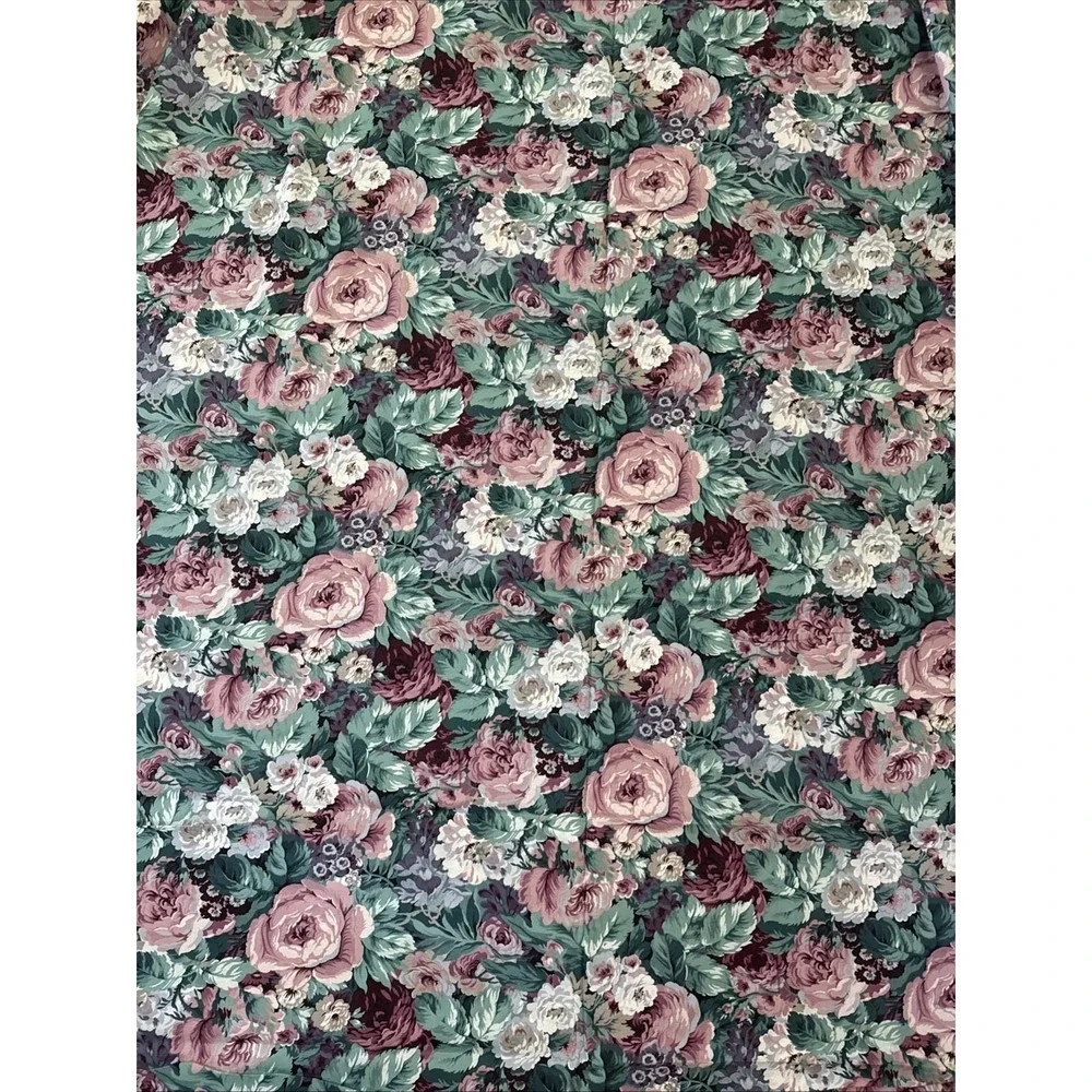 14+ Yds Vtg Joan Messmore Cranston Fabric Cabbage Rose Cottagecore Quilting Sew